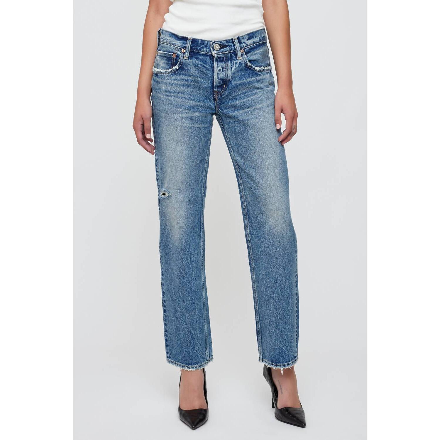 New Moussy Carlstadt Straight-Low Jean In Light Blue